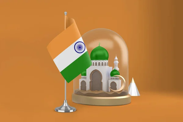 Ramadan Indiase Vlag Moskee — Stockfoto