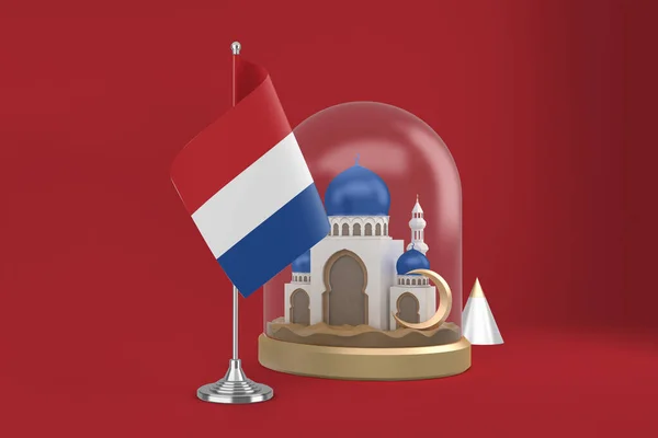 斋月荷兰国旗和清真寺 — 图库照片