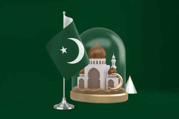 Ramadán Pakisztán Zászló Mecset — Stock Fotó