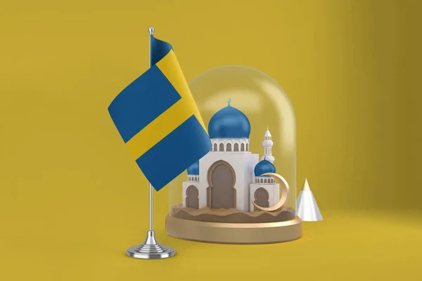 Schwedenfahne Und Moschee Ramadan — Stockfoto