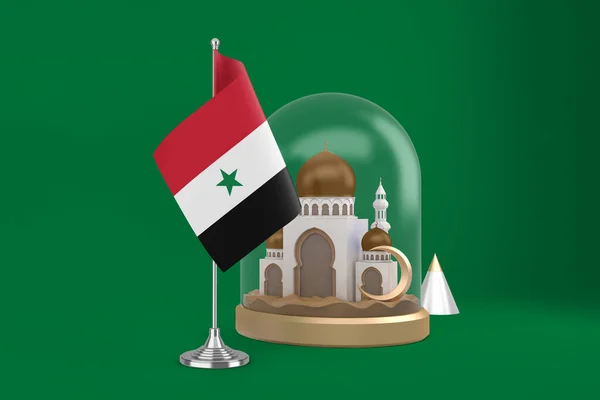 Ramadán Szíria Zászló Mecset — Stock Fotó