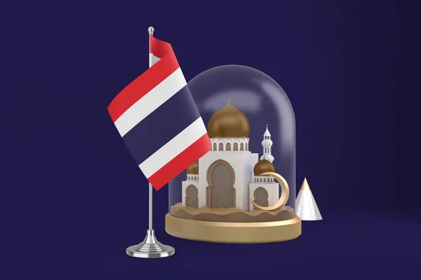 Ramadán Thajsko Vlajka Mešita — Stock fotografie