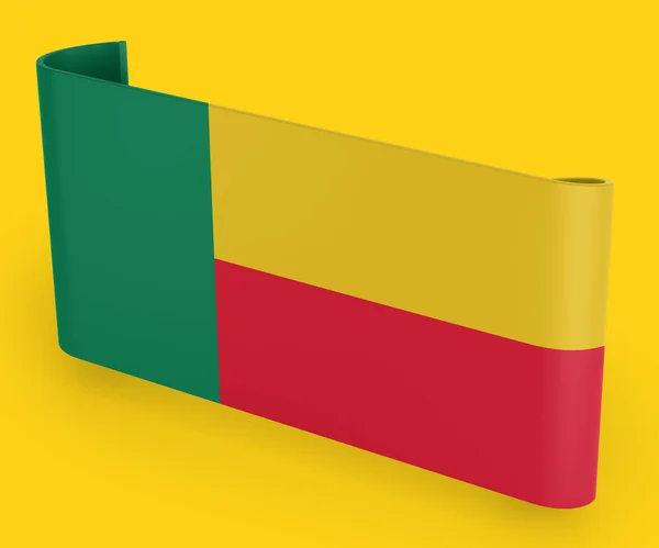 Benin Flag Ribbon Banner Zászlós — Stock Fotó