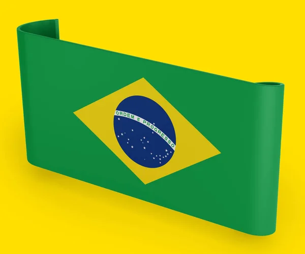 Brazilië Vlag Lint Banner — Stockfoto