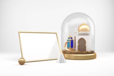 Ramazan çerçevesi Cami Perspektifi Beyaz Arkaplan