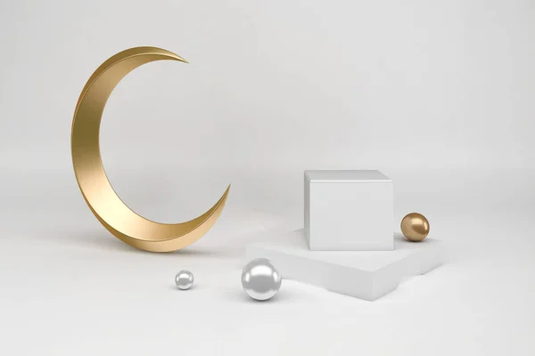 Ramadan Box Widokiem Przodu Półksiężyca Białym Tle — Zdjęcie stockowe