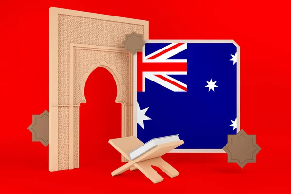 Ramadan Australien Flagga Och Islamisk Bakgrund — Stockfoto