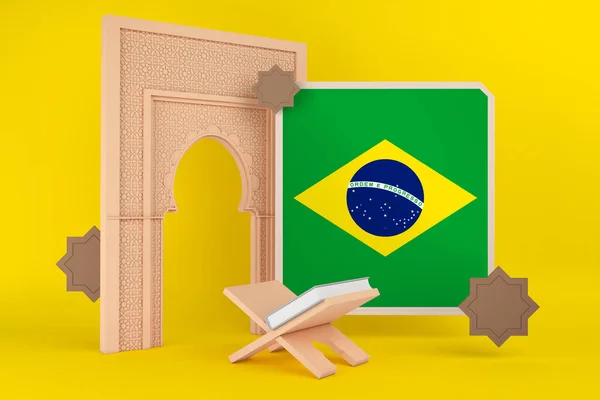 라마단 브라질 국기와 이슬람 — 스톡 사진