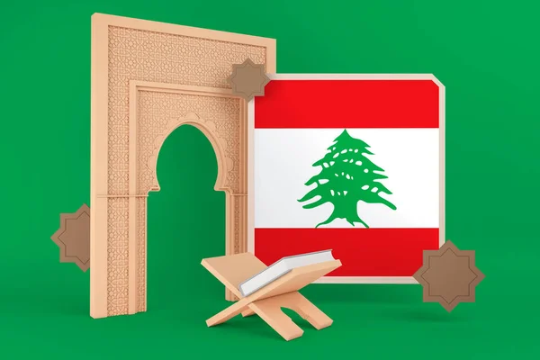 Ramadan Libanon Flagge Und Islamischer Hintergrund — Stockfoto
