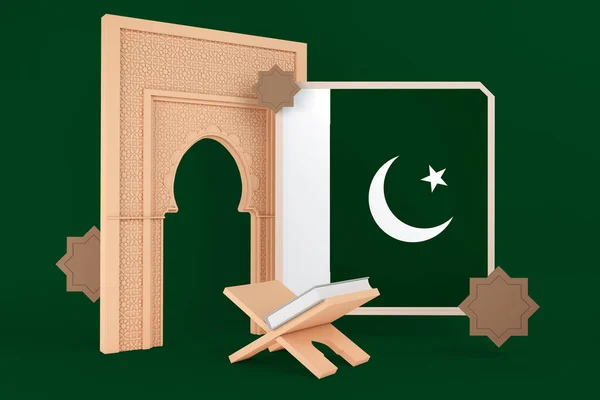 Ramadán Pakisztán Zászló Iszlám Háttér — Stock Fotó