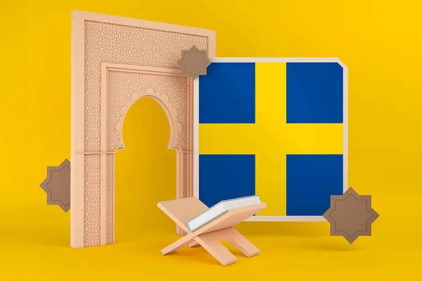 Schwedenfahne Ramadan Und Islamischer Hintergrund — Stockfoto