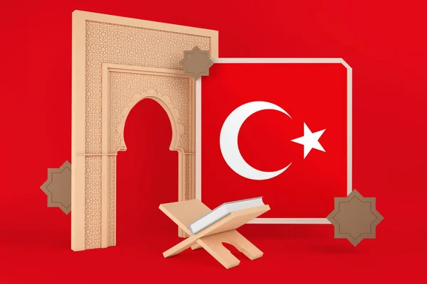 Ramadan Turkiet Flagga Och Islamisk Bakgrund — Stockfoto