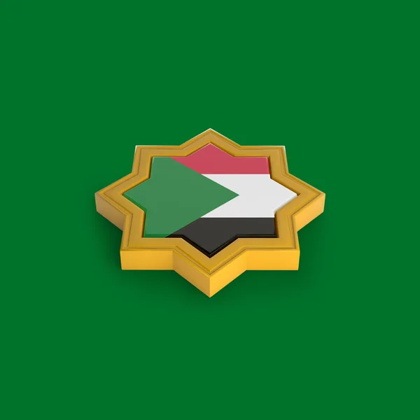 Soedan Vlag Islamitisch Kader — Stockfoto