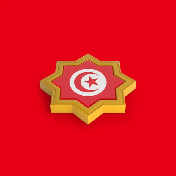 Tunisien Flagga Islamisk Ram — Stockfoto