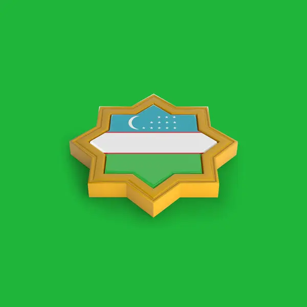 Uzbekistan Flagga Islamisk Ram — Stockfoto
