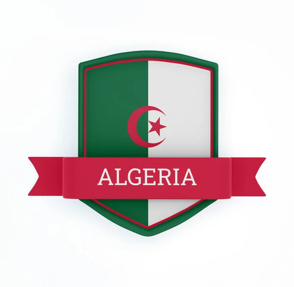 Algeria Bandiera Con Bandiera Nastro — Foto Stock