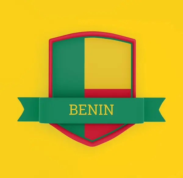 Bandera Benín Con Banner Cinta —  Fotos de Stock