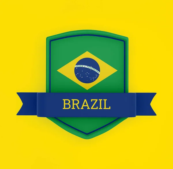 Brazilië Vlag Met Lint Banner — Stockfoto