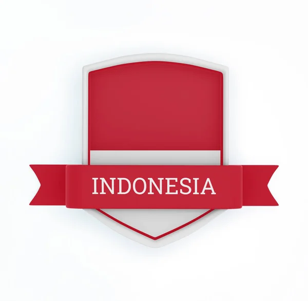 Bandeira Indonésia Com Bandeira Fita — Fotografia de Stock