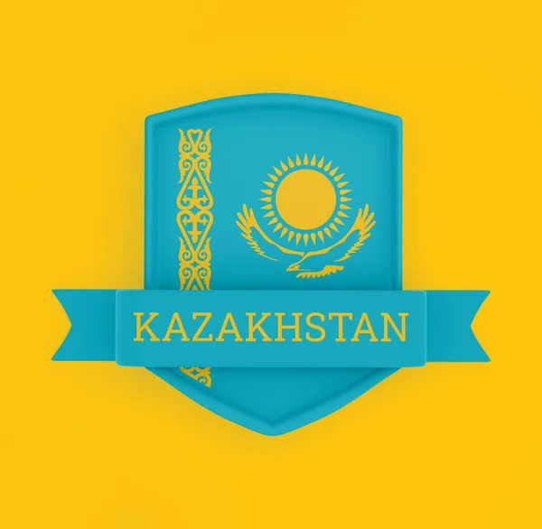 Bandeira Cazaquistão Com Bandeira Fita — Fotografia de Stock