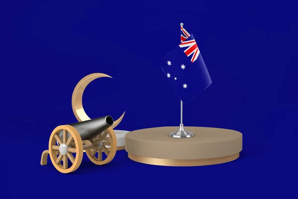 Ramadan Australien Cannon Och Crescent Rendering — Stockfoto