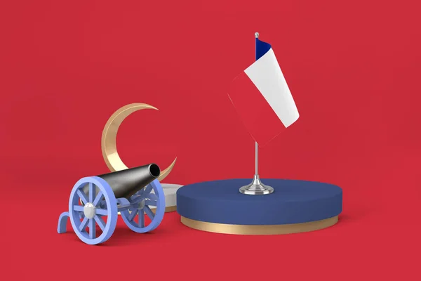 Ramadan France Cannon Und Crescent Rendering — Stockfoto