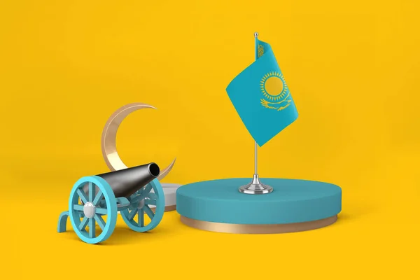 Ramadan Kazakistan Cannone Mezzaluna Rendering — Foto Stock
