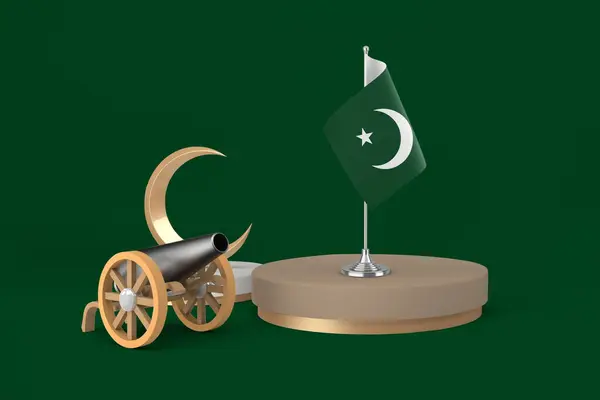 Ramadán Pakisztáni Ágyú Félhold Renderelés — Stock Fotó