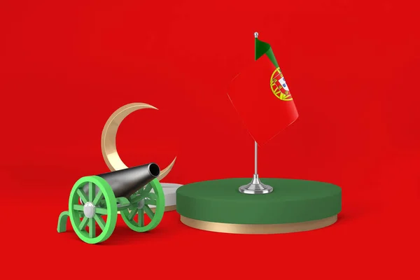Ramadan Portugal Kanone Und Halbmond — Stockfoto