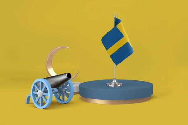 Ramadán Švédsko Cannon Půlměsíc — Stock fotografie