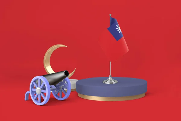 라마단 타이완 대포와 초승달 모양의 — 스톡 사진