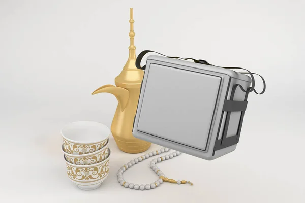 Eid Delivery Box Perspektivische Ansicht Weißen Hintergrund — Stockfoto