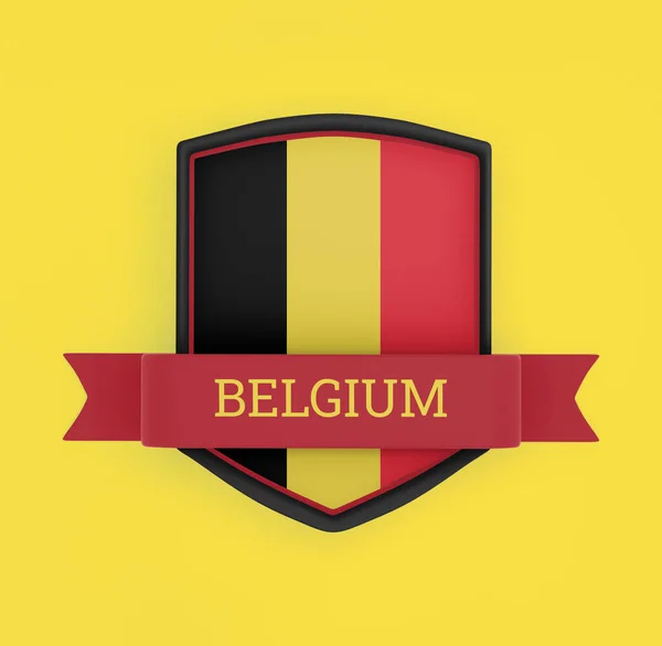 België Vlag Met Spandoek — Stockfoto