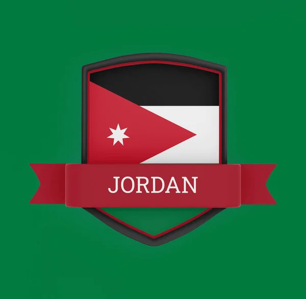 Jordanië Vlag Met Spandoek — Stockfoto