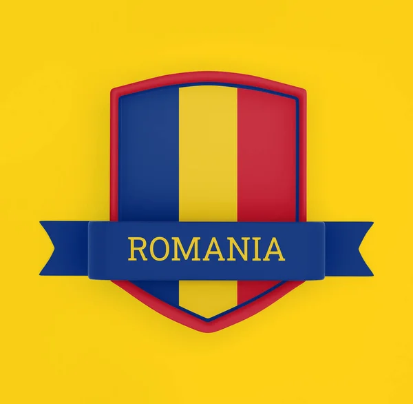 Roemenië Vlag Met Spandoek — Stockfoto