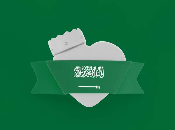 Arabia Saudyjska Flaga Serce — Zdjęcie stockowe