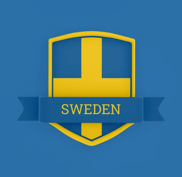 Schwedenfahne Mit Banner — Stockfoto