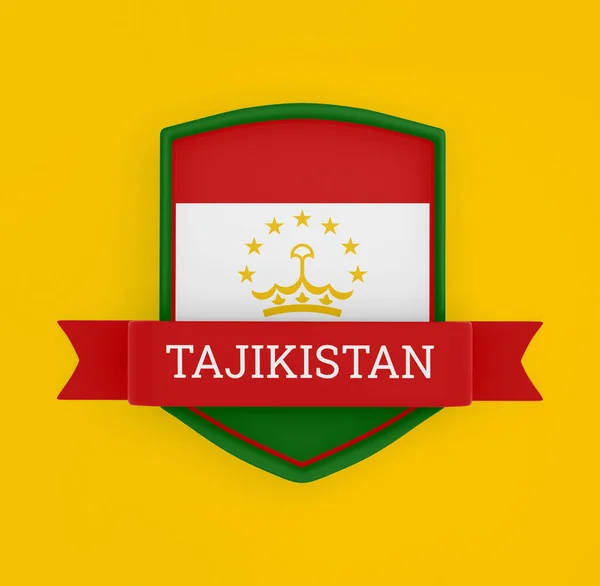 Tadzjikistan Flagga Med Banner — Stockfoto