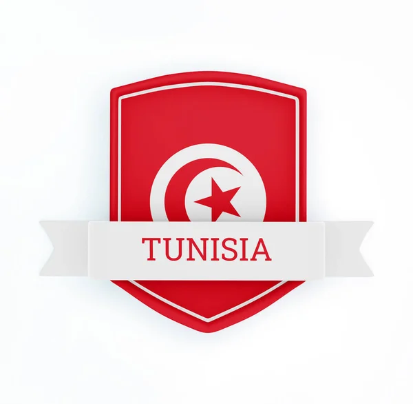 Tunisien Flagga Med Banner — Stockfoto