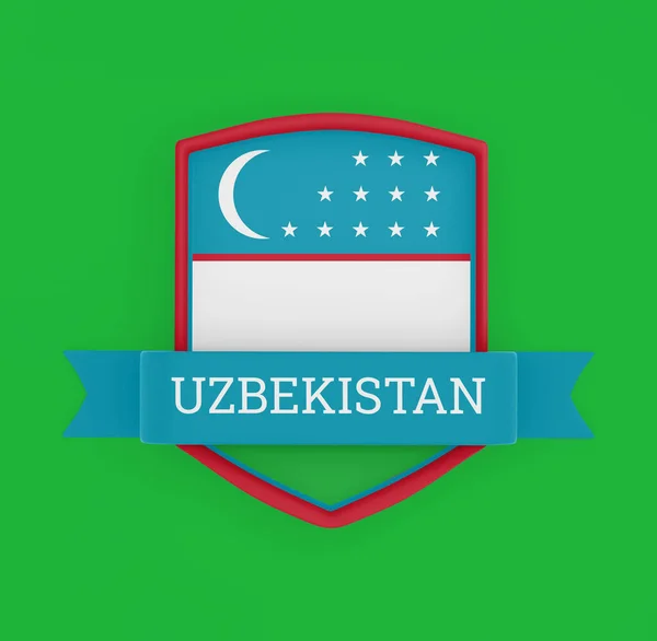 Bandeira Uzbequistão Com Bandeira — Fotografia de Stock