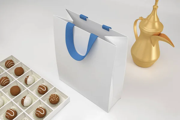 Eid Shopping Bag Höger Sida Vit Bakgrund — Stockfoto