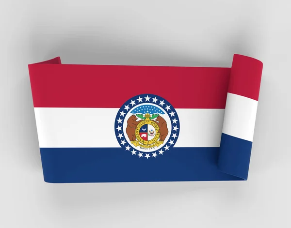 Flaga Missouri Wstążka Banner — Zdjęcie stockowe