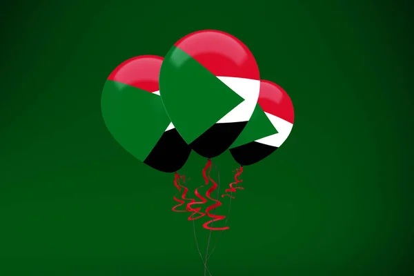 Balon Bendera Sudan Ditata — Stok Foto