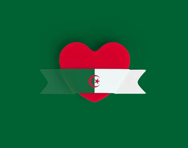Algeriet Flagga Hjärta Banner — Stockfoto