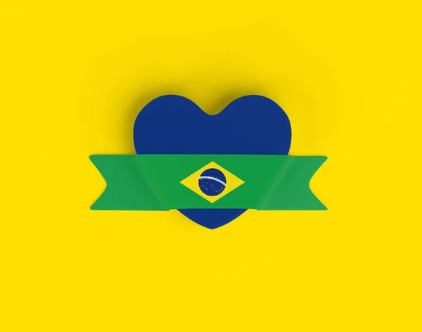 ブラジル国旗ハート バナー — ストック写真