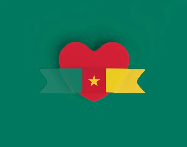 Kamerun Flagge Herz Banner — Stockfoto