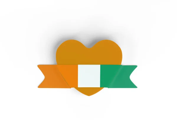 Cote Ivoire Flagge Herz Banner — Stockfoto