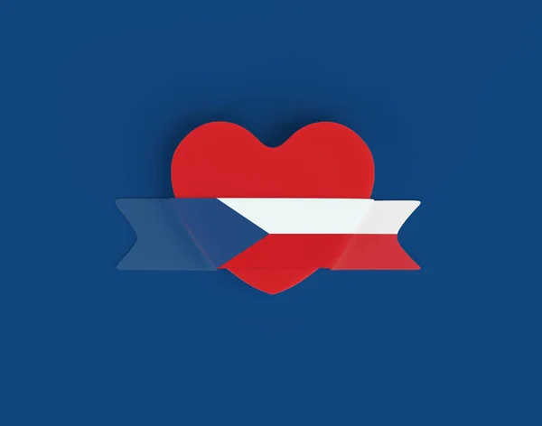 Çek Cumhuriyeti Bayrak Kalp Bayrağı — Stok fotoğraf