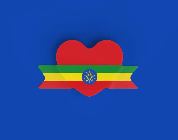 Etiópia Zászló Szív Zászló — Stock Fotó