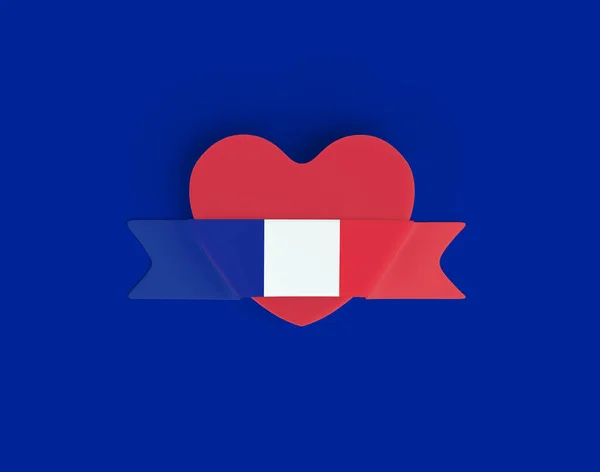 Frankrike Flagga Hjärta Banner — Stockfoto
